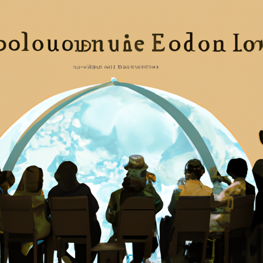 An image for a blog post on Evolūtiō Sacculōrum Nūntiōrum featuring a diverse group of individuals gathered around a futuristic holographic news globe, engrossed in reading, discussing, and exchanging information with excitement and curiosity