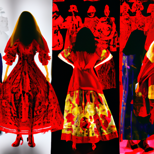 An image showcasing the evolution of red clothing on the historical Via Regia: past, present, and future