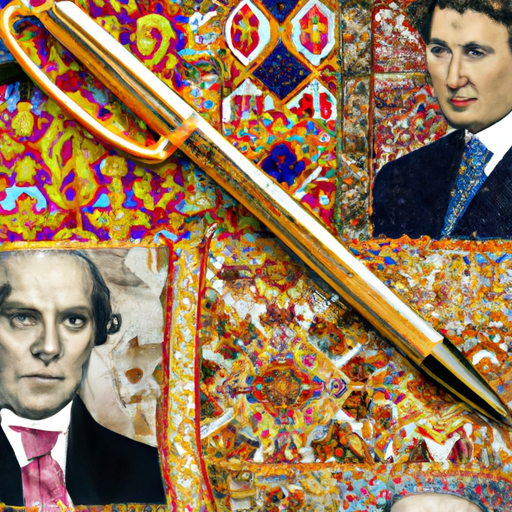 An image capturing the essence of "Stylus In Tapis Aureus Modo Economico: Vultus Celebritatum Aestimabiles", showcasing the economical allure of famous faces through intricate patterns and shades, evoking a sense of opulence and prestige